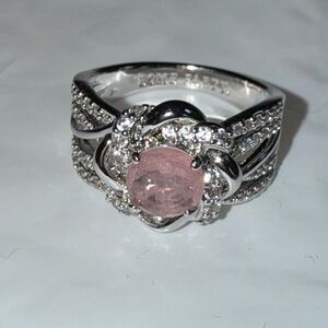 Elegant Silver and rose quartz fused with genuine quartz Ring